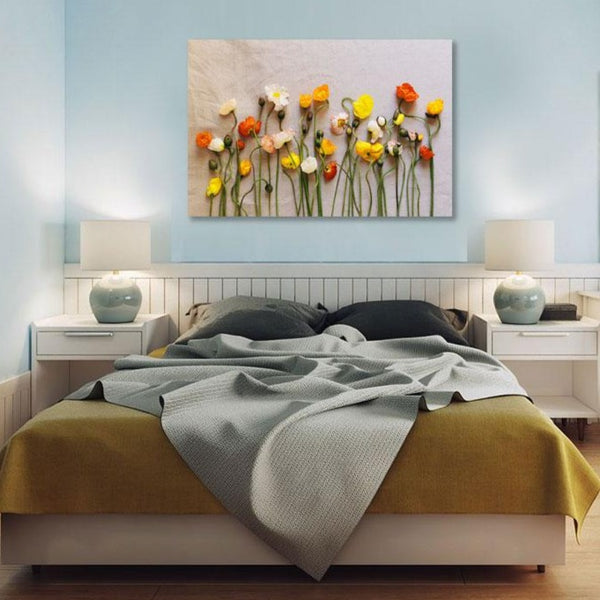 Multi-color Poppies on Canvas Background, Photography