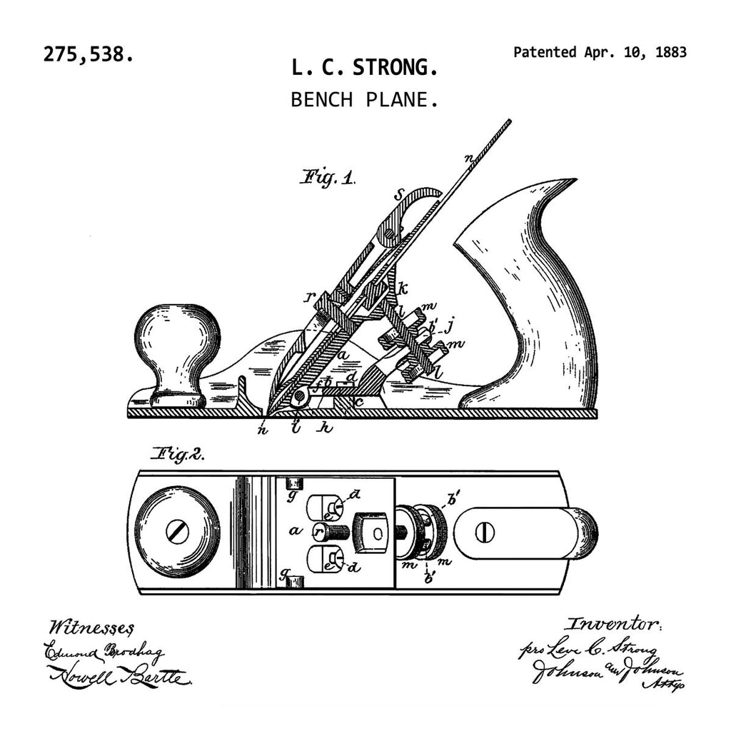 BENCH PLANE  (1921, O. F. WAGENHORST) Patent Print