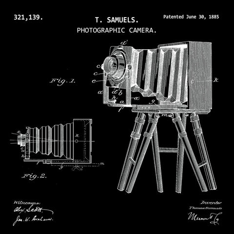 PHOTOGRAPHIC CAMERA. (1885, T. SAMUELS) Patent Print