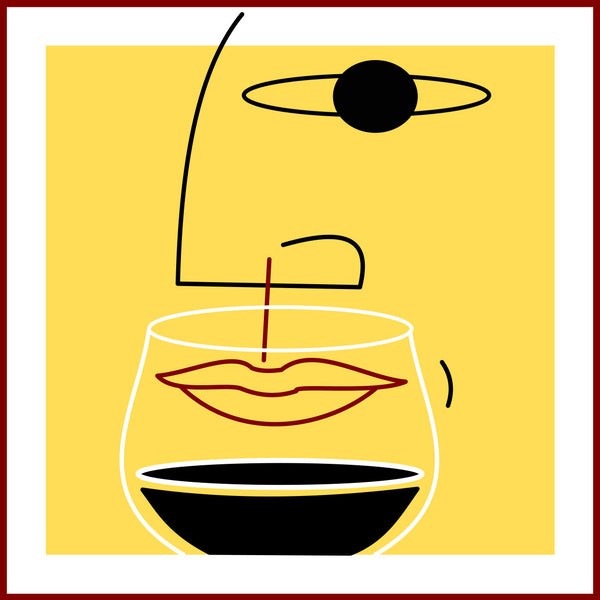 Wine ART. Face with Wine Glass (yellow)