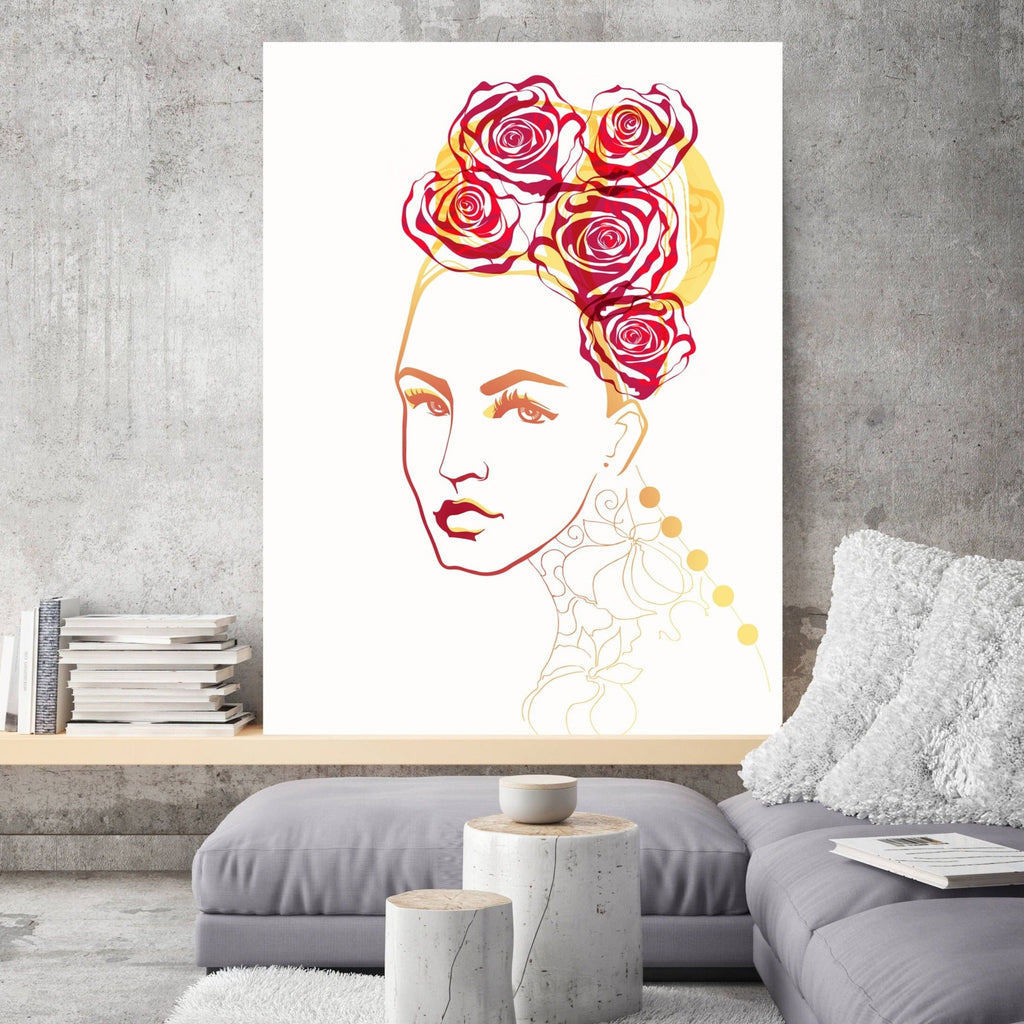Woman Portrait with Roses, Digital Art