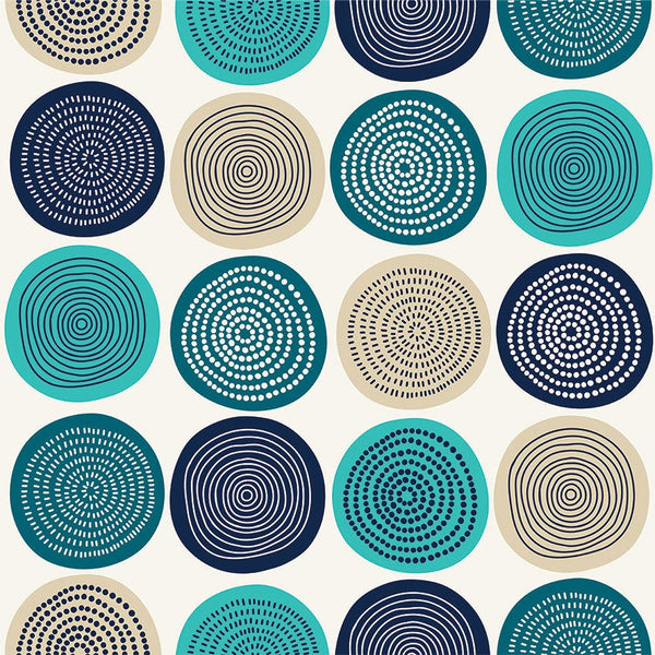 Hand-Drawn Blue Circles Pattern, Digital Art