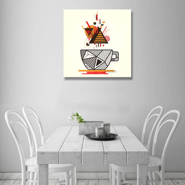 Geometric Style Coffee Cup - Metal Art Print