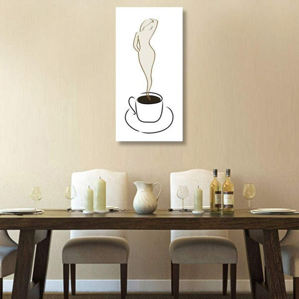 Coffee Cup with Woman Silhouette Metal Print
