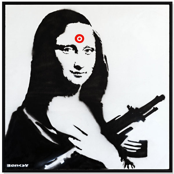 Banksy Mona Lisa with Gun, Graffiti