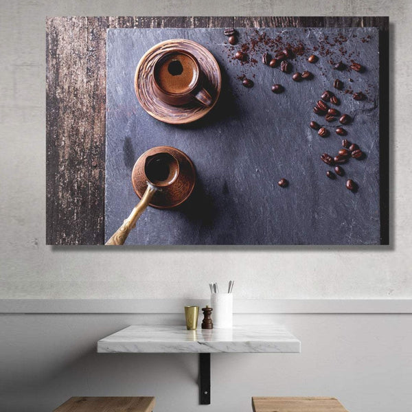 Coffee Beans with Cup Composition - Metal Art print