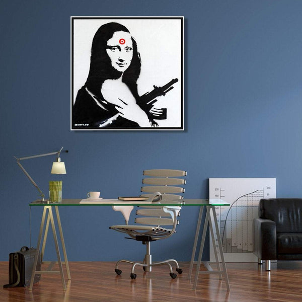 Banksy Mona Lisa with Gun, Graffiti