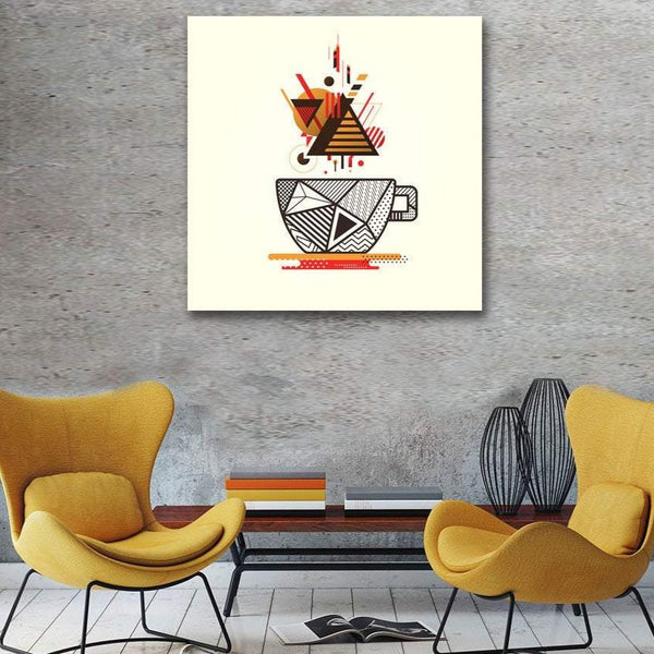 Geometric Style Coffee Cup - Metal Art Print