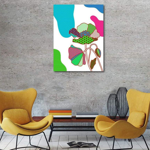 Multi-color Shapes and Flowers, Metal Print