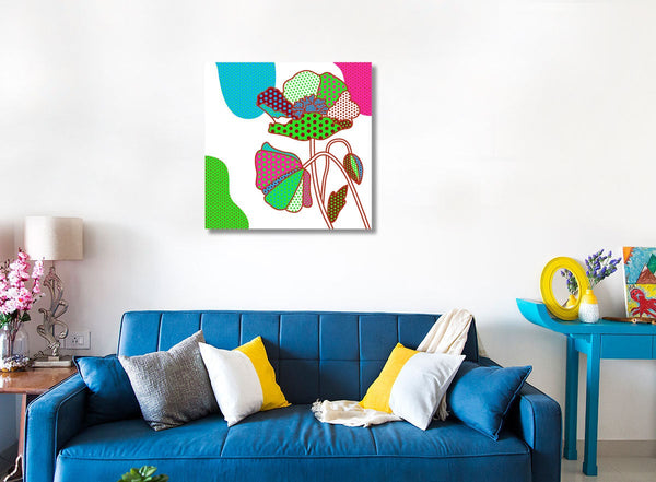 Multi-color Shapes and Flowers, Metal Print