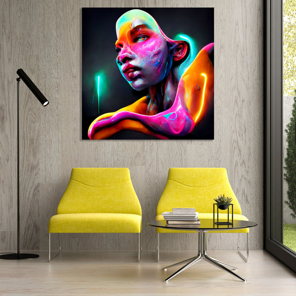 Neon Woman Portrait, Digital Art