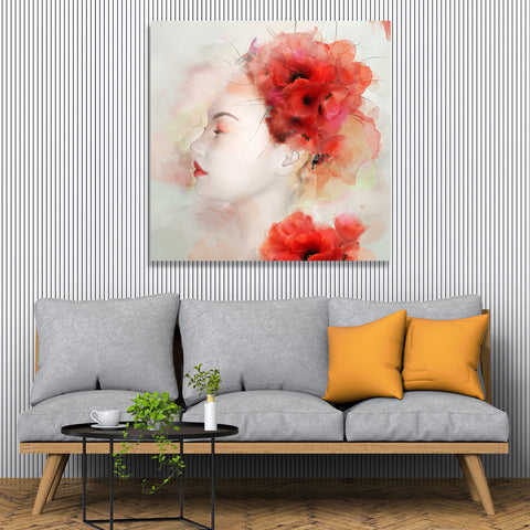 Woman's Portrait With Poppies