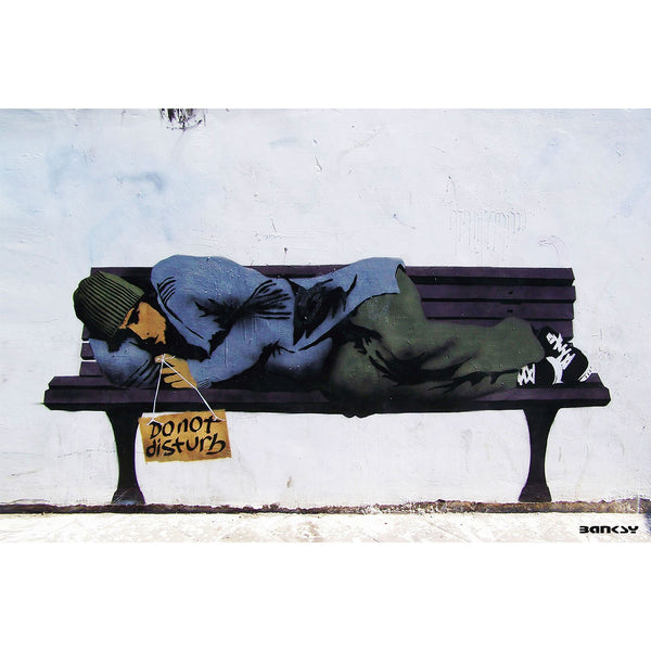 Don't Disturb Man Sleeping on Bench, Graffiti Street Art