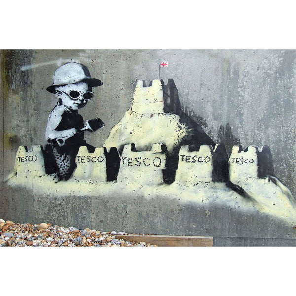 Banksy Boy Builds Sandcastle, Graffiti