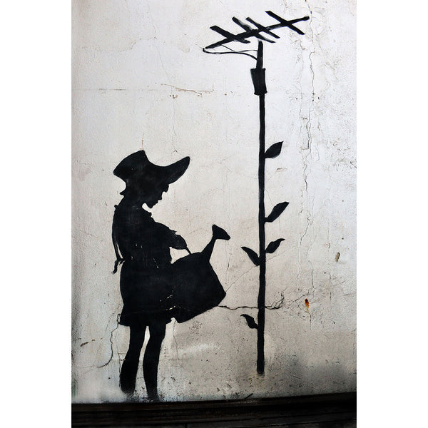 Banksy, Girl with Watering Can, Graffiti