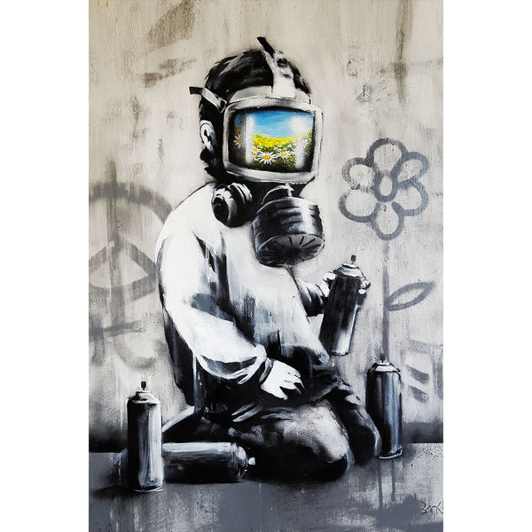 Banksy Gas Mask Boy, Graffiti