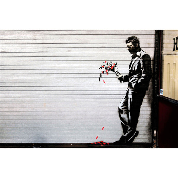 Banksy, Sad Man with Flowers (Waiting In Vain)