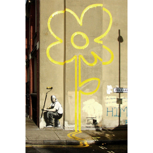 Banksy Yellow Flower Painter, Graffiti