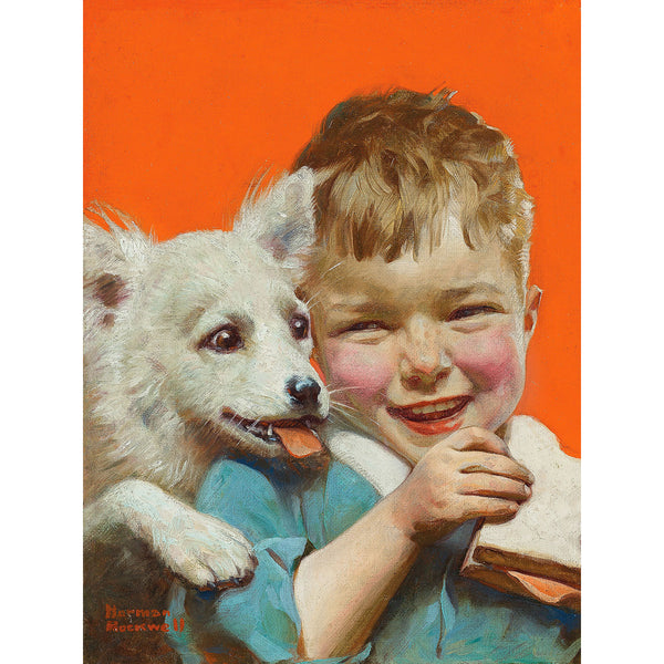 Laughing Boy With Sandwich And Puppy, Reproduction