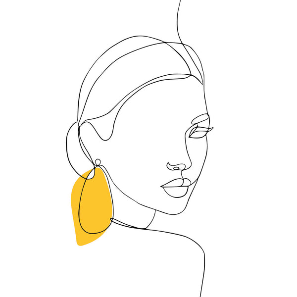 Woman with Earring, One Line Abstract Woman Portrait