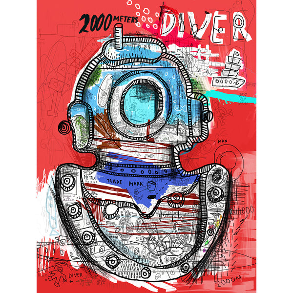 Diver, Jean-Michel Basquiat Inspired Painting