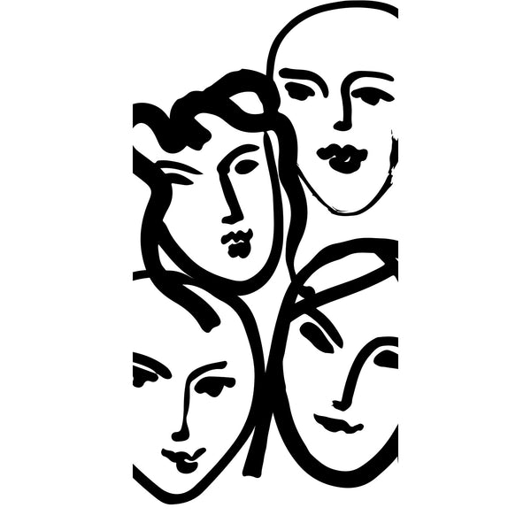 Four Masks Matisse Inspired, Digital Art