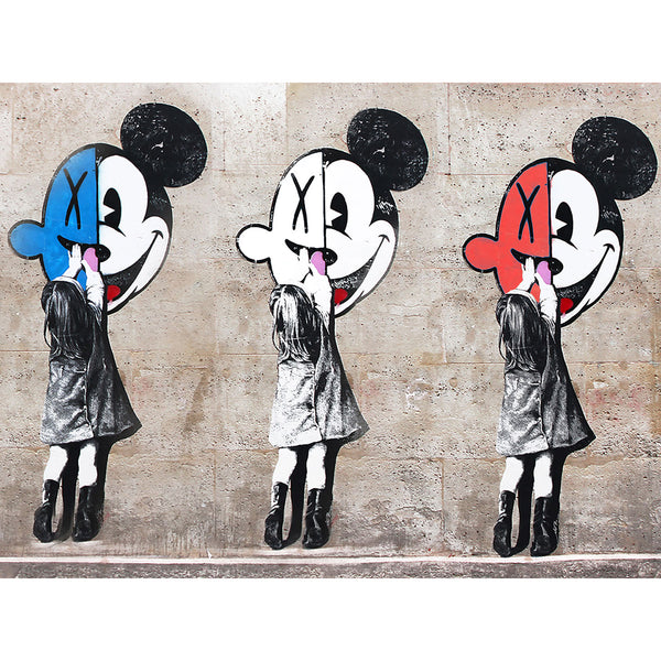 Three Girls with Mickey Mouse, Banksy Style
