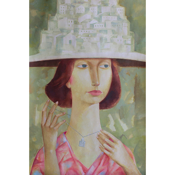 White Hat. Woman Portrait, Reproduction