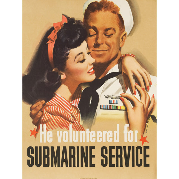 He Volunteered Submarine Service, Vintage Propaganda Poster