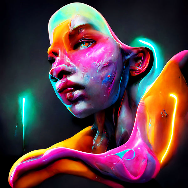 Neon Woman Portrait, Digital Art