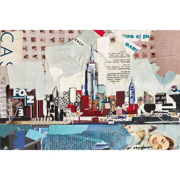 Cityscape New York, Collage/Watercolor