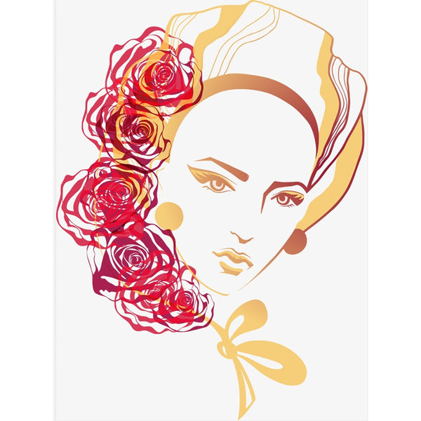 Woman Portrait with Roses, Digital Art