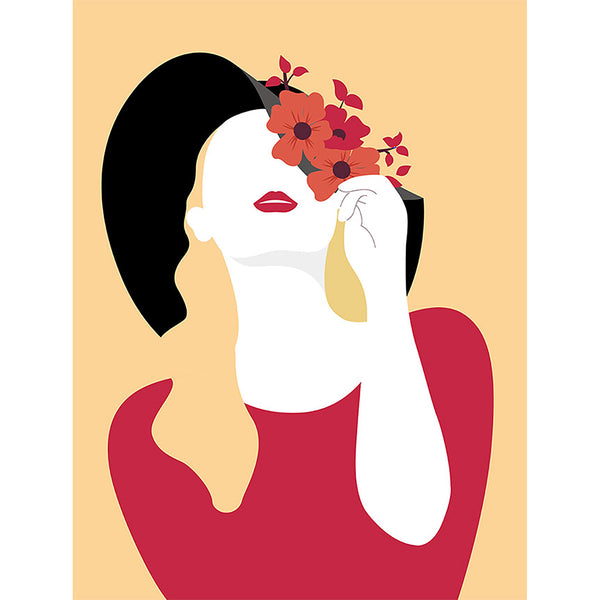 Faceless Woman Portrait with Flowers, Digital Art