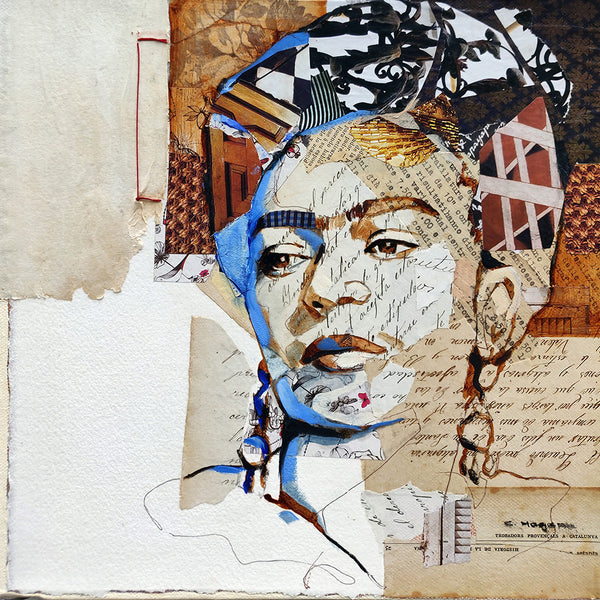 Frida Kahlo Portrait (6), Collage/Watercolor