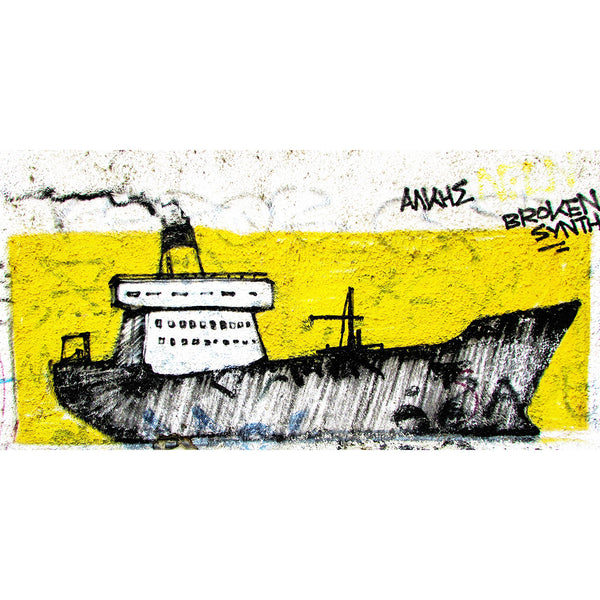 Yellow Boat Ship, Graffiti on Brick Wall