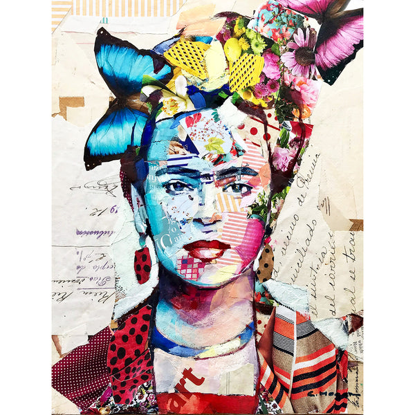 Frida Kahlo Portrait (8), Collage/Watercolor