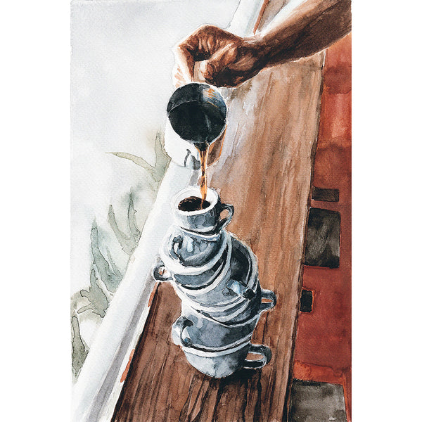Pouring Happiness, Watercolor Art