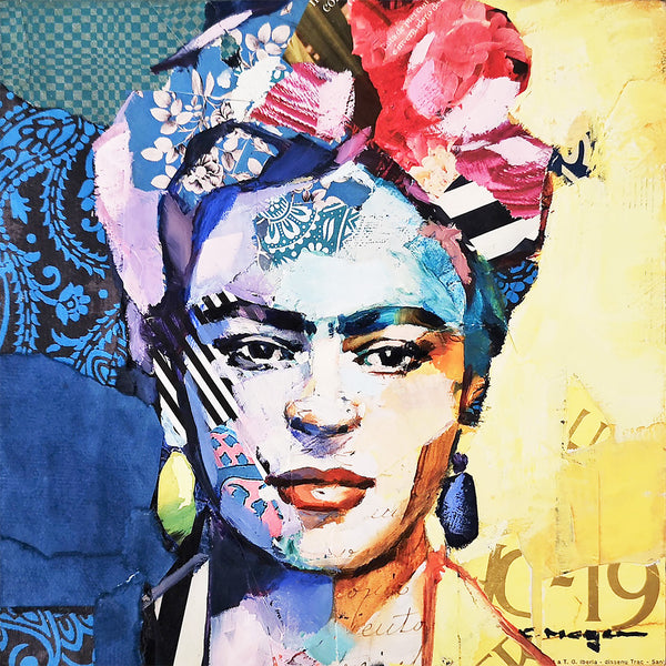 Frida Kahlo Portrait (1), Collage/Watercolor