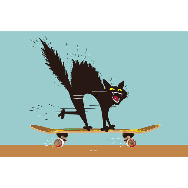 Skateboard Cat, Digital Art