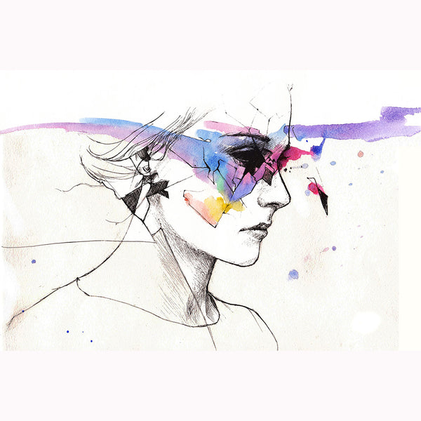 Sad Woman, Watercolor Art