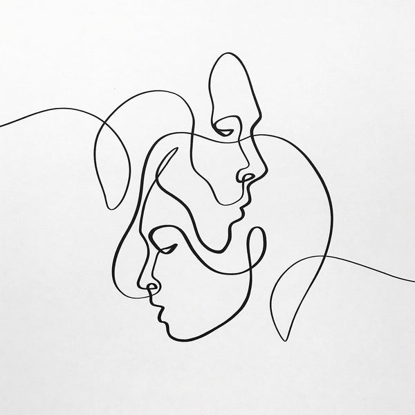 Couple in Love, Abstract One Line Digital Art