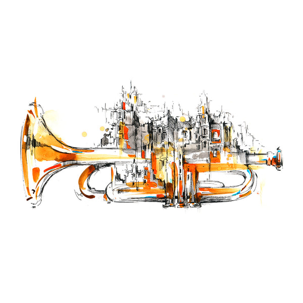 City (Trumpet), Modern Abstract Art, Reproduction
