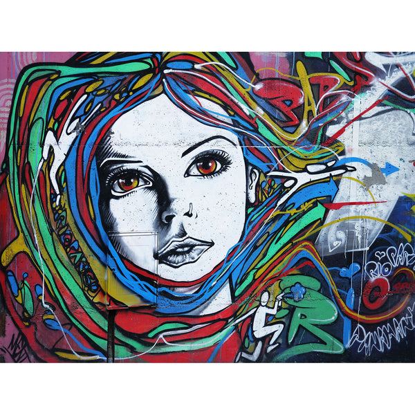 Girl with Multi-Coloring Hair, Graffiti