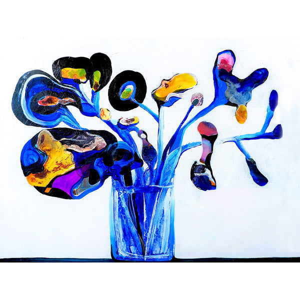 Blue Flowers, Abstract Contemporary Art