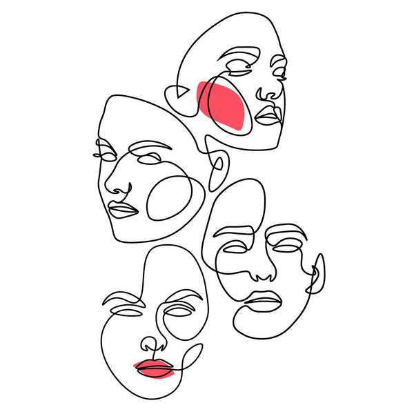 Four Faces – One Line Drawing, Digital Art