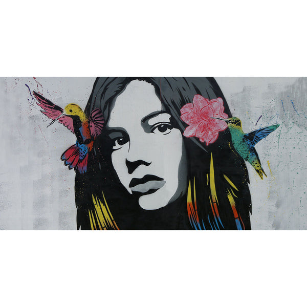 Woman Portrait With Flowers, Street Art