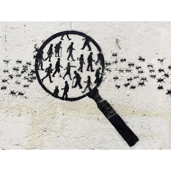 Magnifying Glass with People and Ants, Street Art