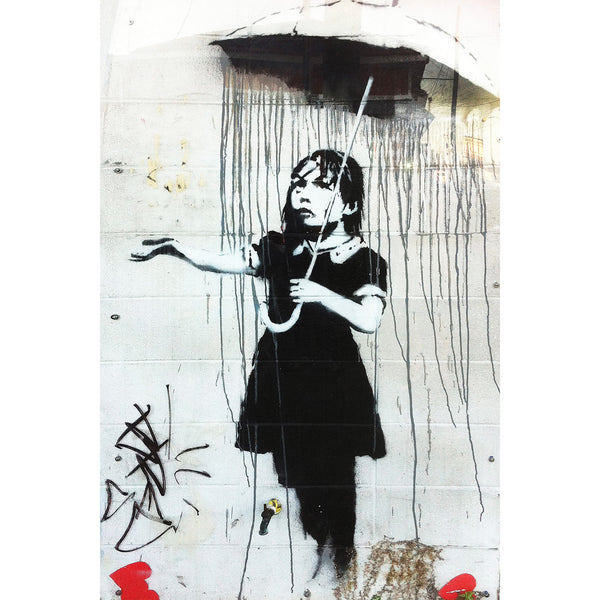 Banksy Umbrella Girl, Graffiti