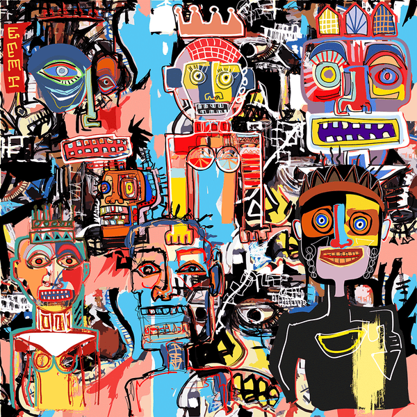Original Multi-color Composition, Jean-Michel Basquiat inspired