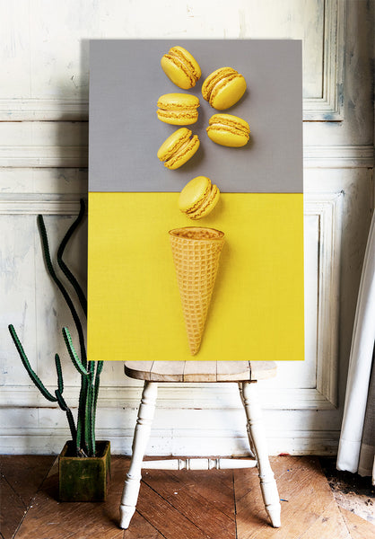 Yellow Macaroons In Sugar Cone, Creative Photography